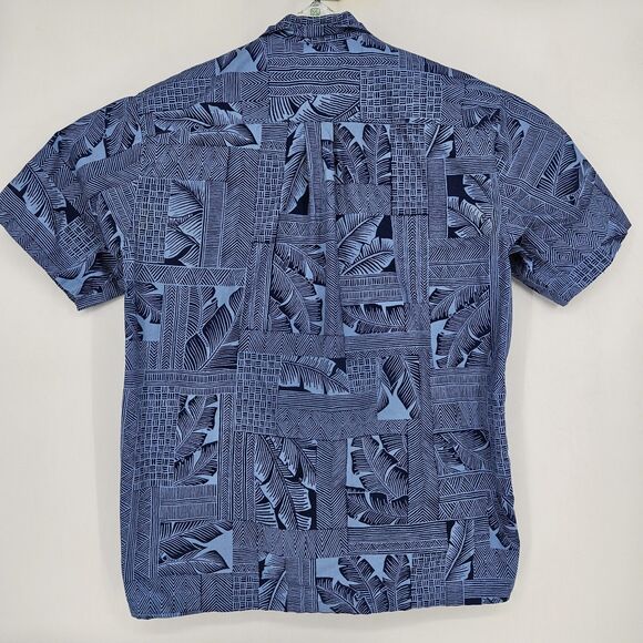 Cooke Street Shirt Mens Large Hawaiian Blue Tapa Camp Button Up All Over Print - Picture 4 of 10